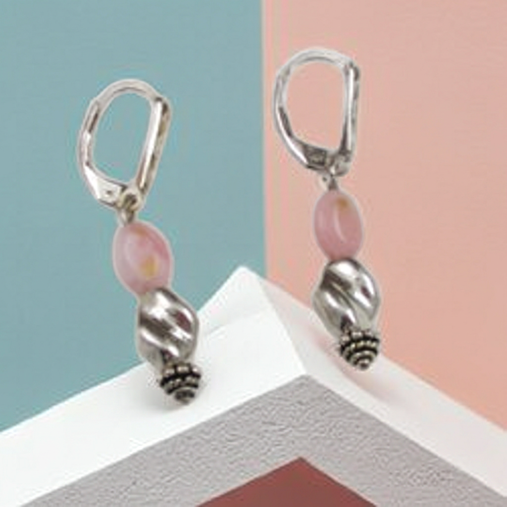 Peruvian Pink Opal & Silver Earrings