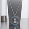 Aqua Cut Out Circle Multi-stone Pendant of  Silver Chain Necklace