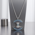 Aqua Cut Out Circle Multi-stone Pendant of  Silver Chain Necklace