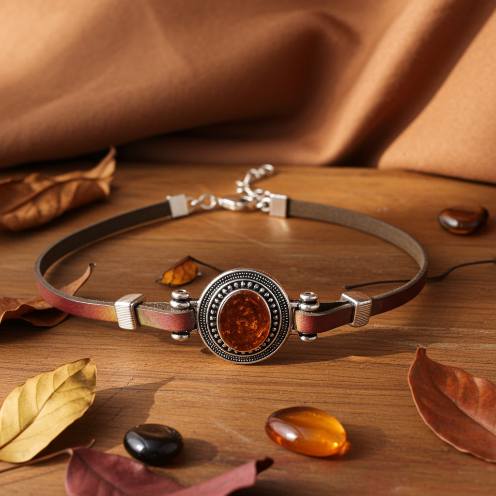 Boho Multi-colored Leather Choker Necklace Minimalist Style