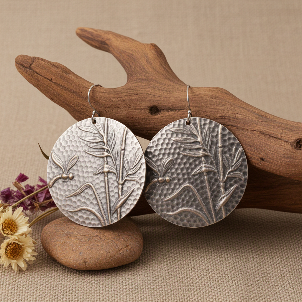 Bold Brass Dragonfly Coin Earrings