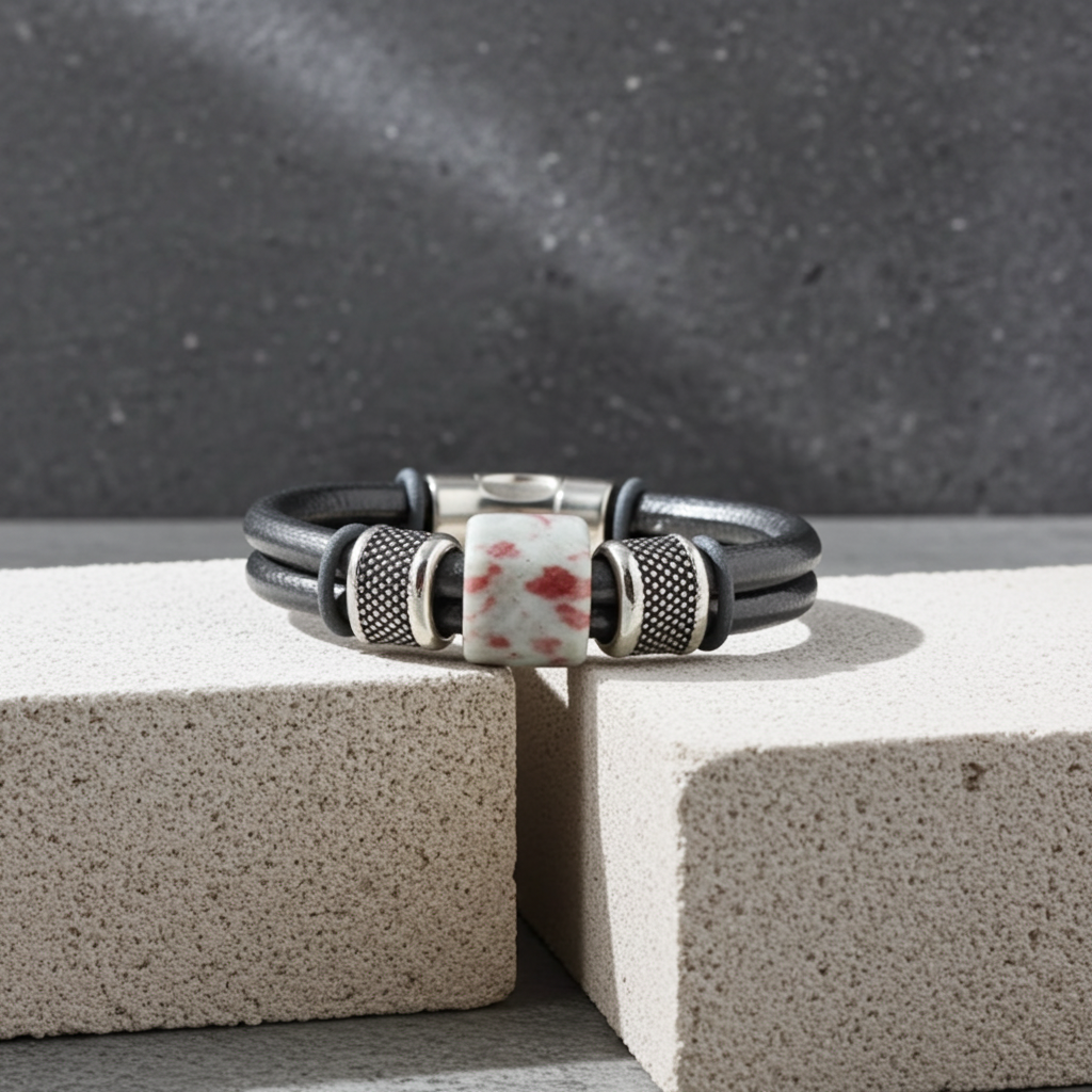 Handmade Silver Metallic Cord Bracelet with ice Accents