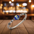 Blue Artisan Beaded Silver  Bangle Bracelet