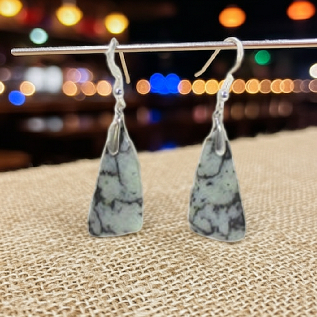 Handcrafted Zebra Jasper Black & White Drop Earrings