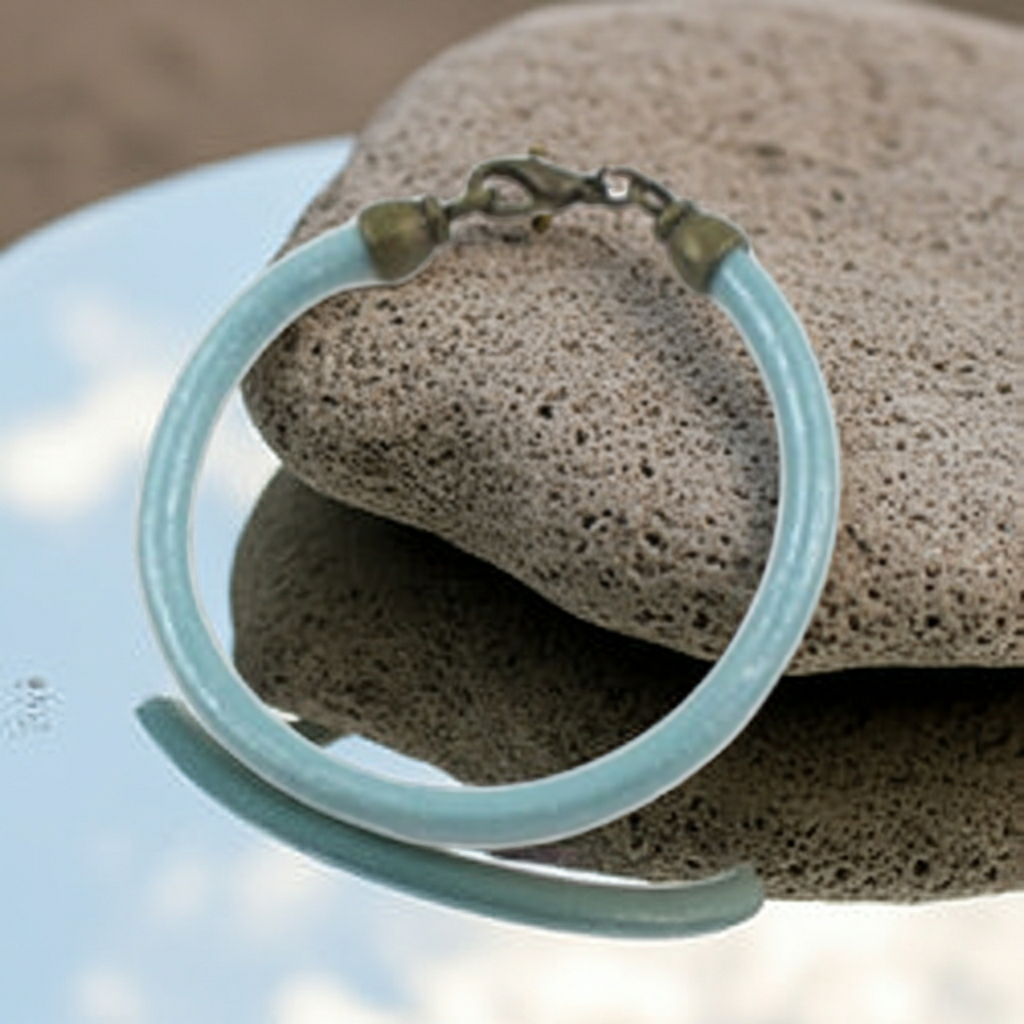 Aqua Leather Cord Bracelet