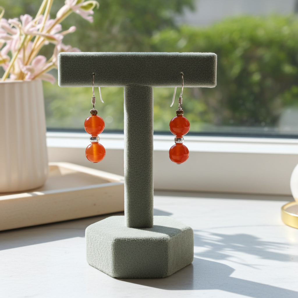 Fire Agate Bead Drop Earrings