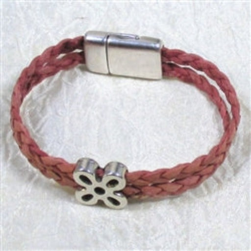 Pretty Pink Girl's Braided Leather Bracelet - VP's Jewelry