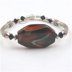 Agate and Silver Noodle Bangle Bracelet - VP's Jewelry 