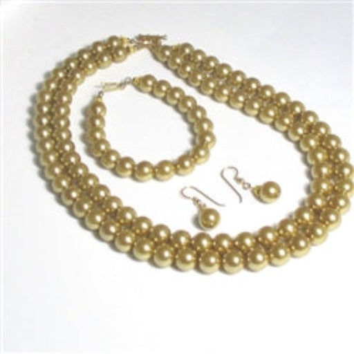 Gold Pearl Necklace, Earrings and Bracelet Handmade - VP's Jewelry  