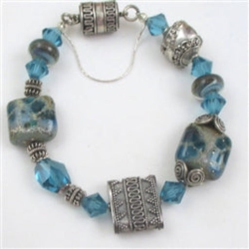 Turquoise Handmade Lampwork Bangle Bracelet - VP's Jewelry  