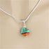 Handmade Artisan Glass Bead Lampwork Aqua Pendant Necklace - VP's Jewelry
