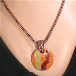 Kazuri Pendant Necklace Tan African Inspired Jewelry - VP's Jewelry