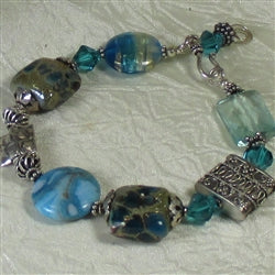 Turquoise Lampwork and Larimar Blue Agate Bead Bracelet - VP's Jewelry  