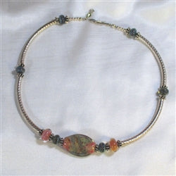 Handmade Artisan Bead Necklace in Peach & Green - VP's Jewelry  