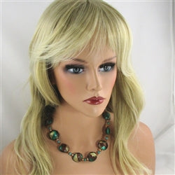 Emerald Green and Gold Lampwork Coin Necklace - VP's Jewelry