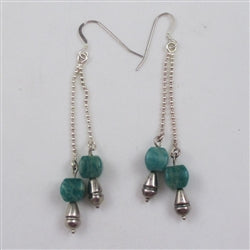 Long and dangling Russian amazonite earrings
