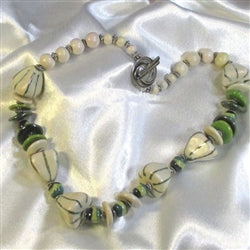 Cream Handmade Kazuri Necklace Chunky - VP's Jewelry