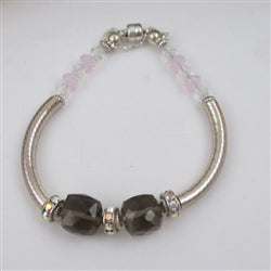 Smokey Crystal Cube and Noodle Bracelet - VP's Jewelry