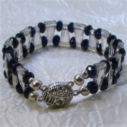 Swarovski Crystal Cuff Handmade Bracelet in Navy Blue - VP's Jewelry