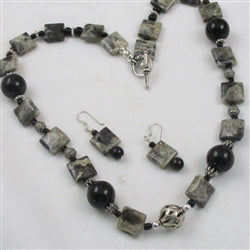 Onyx & Jasper Classic Necklace & Earrings