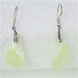 Lustrous pale green Prehnite gemstone drop earrings