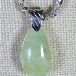 Translucent Green Pendant Necklace Prehnite Gemstone - VP's Jewelry