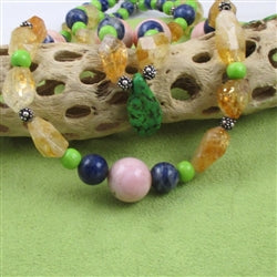 Handcrafted Big Bold Double Strand Multi-Gemstone Statement Necklace - VP's Jewelry