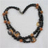 African Kazuri Necklace in Honey and Black Fair Trade Beads - VP's Jewelry 
