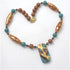Kazuri Pendant Necklace in Peacock and Gold African Fair Trade Beads - VP's Jewelry