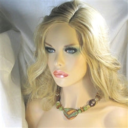 Handmade Chunky Kazuri Necklace Green & Brown Kazuri Beads - VP's Jewelry
