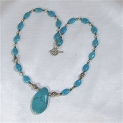 Turquoise and Crystal Beaded Necklace - VP's Jewelry