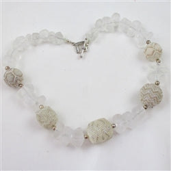 Statement White on White Chunky Beaded Necklace - VP's Jewelry  