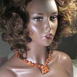 Out of Africa Kazuri Necklace in Giraffe Pattern - VP's Jewelry