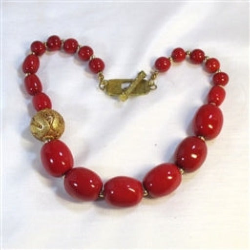 Daring Kazuri Red Necklace Statement Necklace Big Bold - VP's Jewelry  