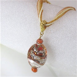 Gold Multi-strand Necklace with Handmade Lampwork Pendant - VP's Jewelry