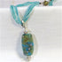 Exotic Aqua Lampwork Pendant on Aqua Seed Bead Necklace - VP's Jewelry