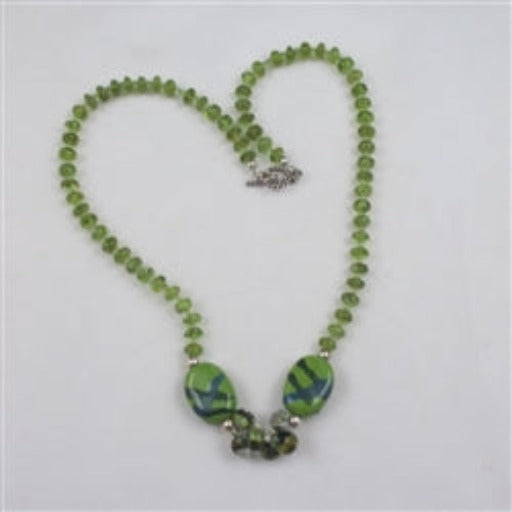 Green Handmade Kazuri and Peridot Beaded Necklace - VP's Jewelry 