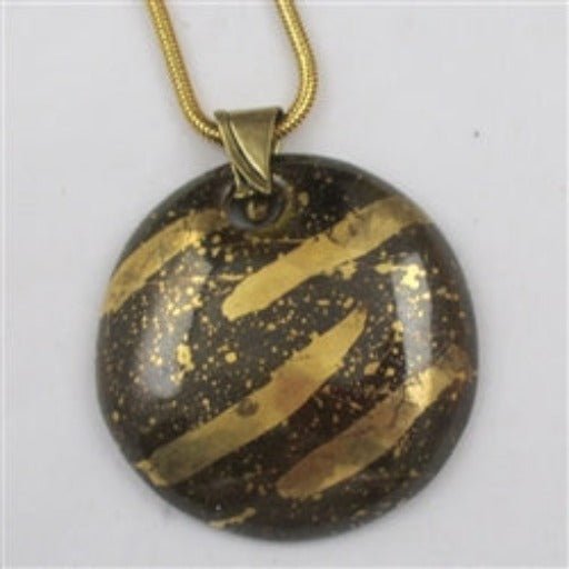 Large Pendant Necklace African Inspired Kazuri Pendant On Gold Chain - VP's Jewelry