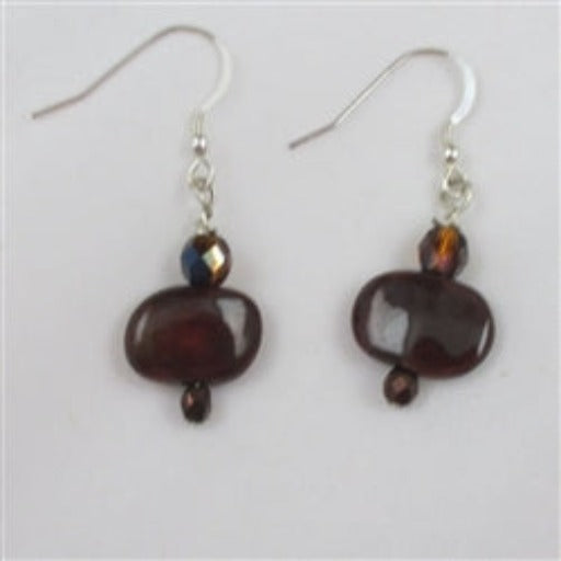 Brown Fair Trade Bead kazuri Earrings