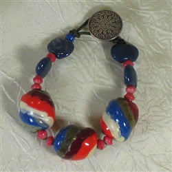 Kazuri Bead and Paper to Pearls Bracelet in Blue - VP's Jewelry  