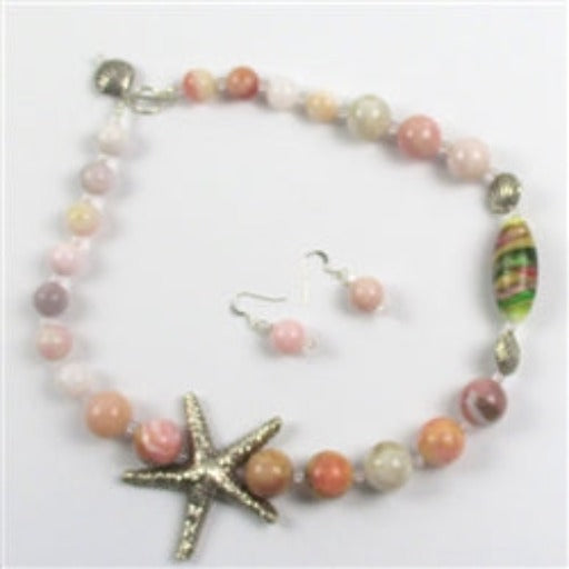 Handmade Necklace in Whimsical Pink Opal and Silver - VP's Jewelry  