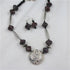 Maroon Paper & Cream Kazuri Pendant Necklace & Earrings - VP's Jewelry