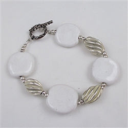 buy white handmade kazuri bead bracelet