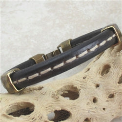 Black Leather Bracelet for a Man - VP's Jewelry