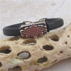 Man's Black Leather Bracelet Regaliz - VP's Jewelry