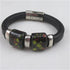 Black Leather Bracelet Red Black Handmade Ceramic Accents - VP's Jewelry 