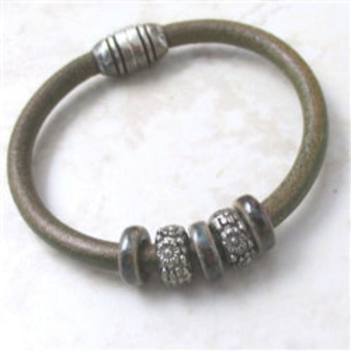 Olive Green Child's Leather Bracelet - VP's Jewelry