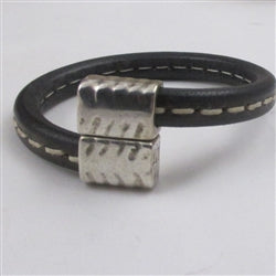 Men's Black Leather Bracelet - VP's Jewelry