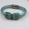 Leather Bracelet in Mystic Jade Leather & Handmade Accents - VP's Jewelry