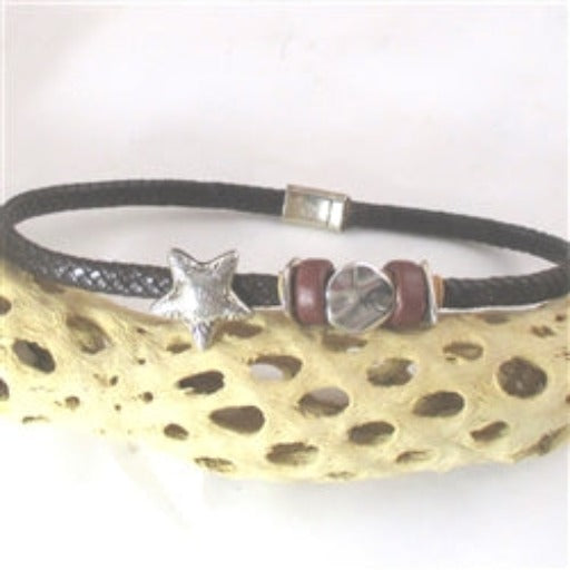Brown Leather Unisex Necklace with Star Accent - VP's Jewelry
